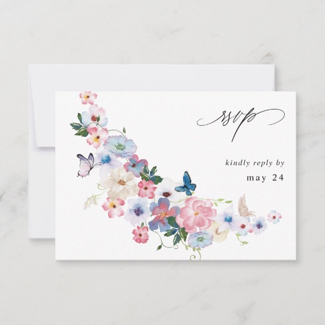 White Pink & Purple Floral w Meal RSVP 2 (Front)