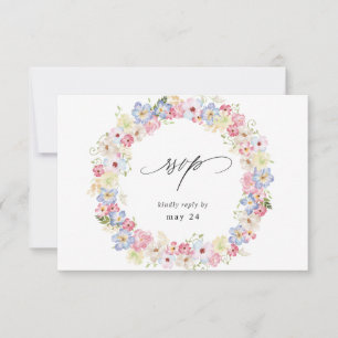 White Pink & Purple Floral w Meal RSVP Card
