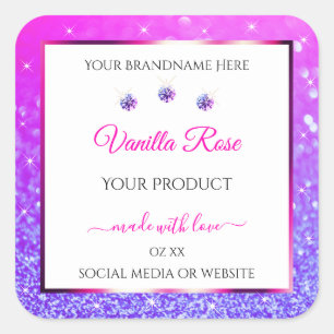 White Pink Purple Glitter Product Labels Jewels