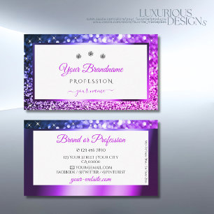 White Pink Purple Ombre Sparkling Glitter Jewels  Business Card
