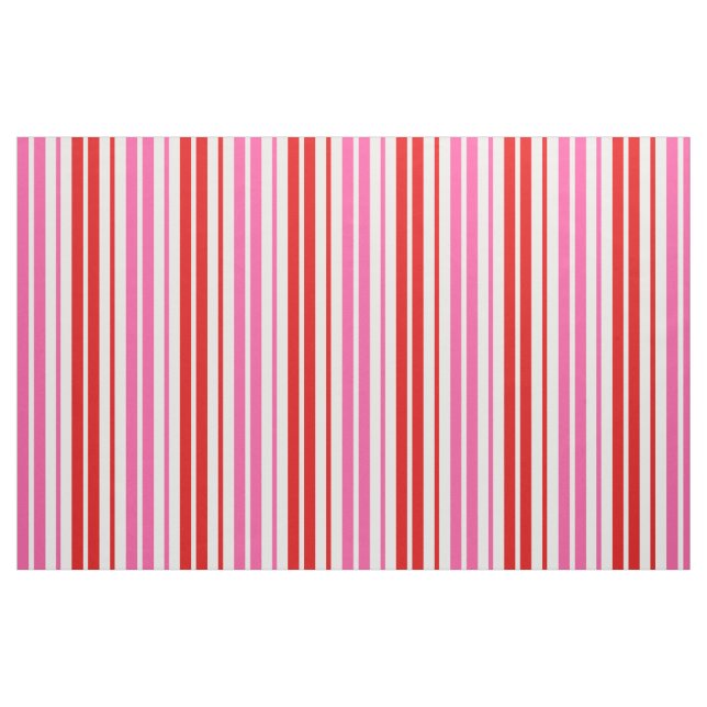 White Pink Red Vertical Stripes Design   Fabric (Fat Quarter)