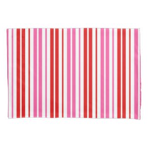 White Pink Red Vertical Stripes Design Pillowcase