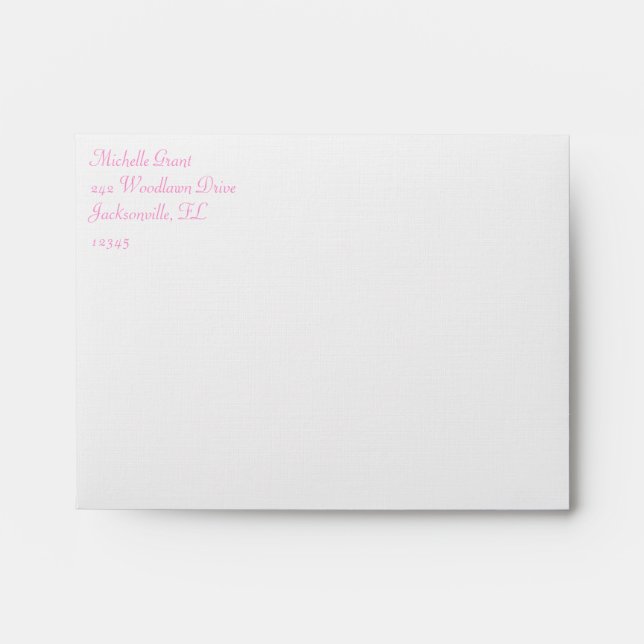White & Pink Return Address Envelope A2 (Front)