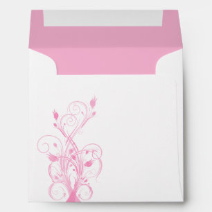 White & Pink Return Address Envelope for 5" Square