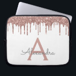 White Pink Rose Gold Glitter Sparkle Monogram Laptop Sleeve<br><div class="desc">White and Pink - Rose Gold Faux Dripping Modern and Elegant Girly Glitter and Sparkle Elegant Monogram Case. This case can be customized to include your initial and first name.</div>