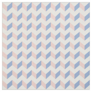 White Pink Rose Quartz Blue Geometric Chevron 2016 Fabric