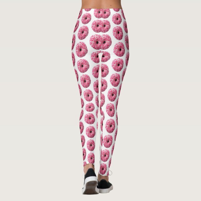 White Pink Sprinkles Doughnut Leggings (Back)