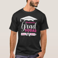 White & Pink Text Custom Mens Black Grad Squad
