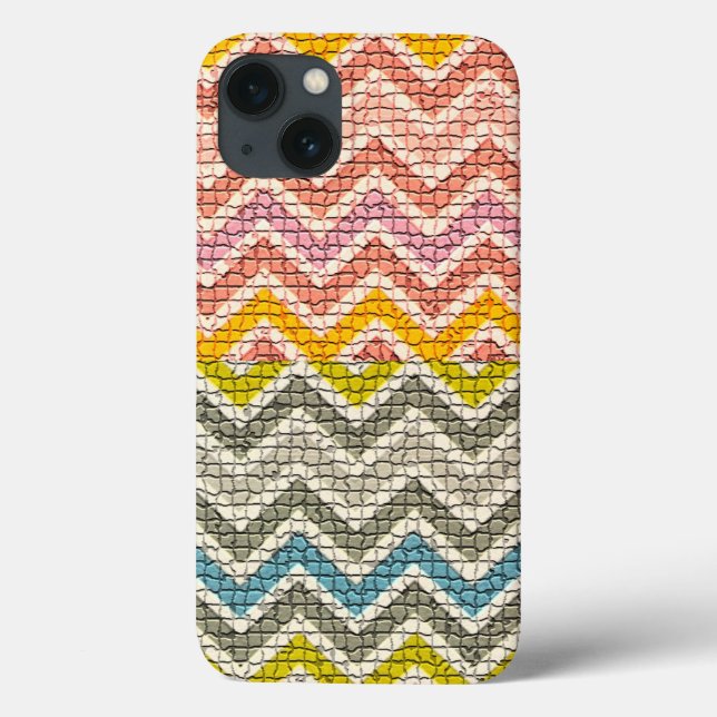 WHITE PINK YELLOW GREY BLUE MOSAIC CHEVRONS Case-Mate iPhone CASE (Back)