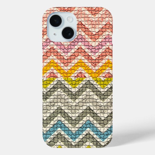 WHITE PINK YELLOW GREY BLUE MOSAIC CHEVRONS Case-Mate iPhone CASE (Back)