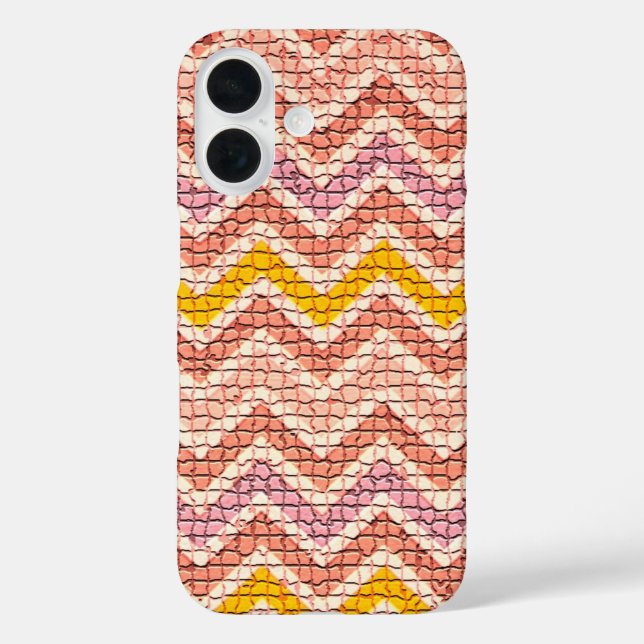 WHITE PINK YELLOW MOSAIC CHEVRONS Case-Mate iPhone CASE (Back)
