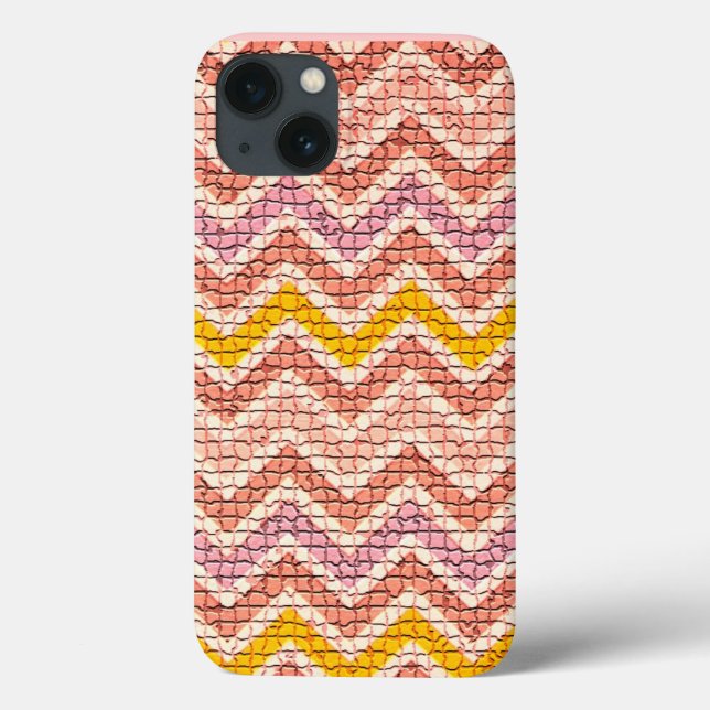 WHITE PINK YELLOW MOSAIC CHEVRONS Case-Mate iPhone CASE (Back)
