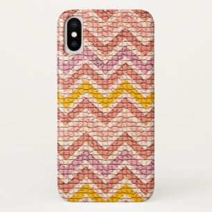 WHITE PINK YELLOW MOSAIC CHEVRONS iPhone X CASE