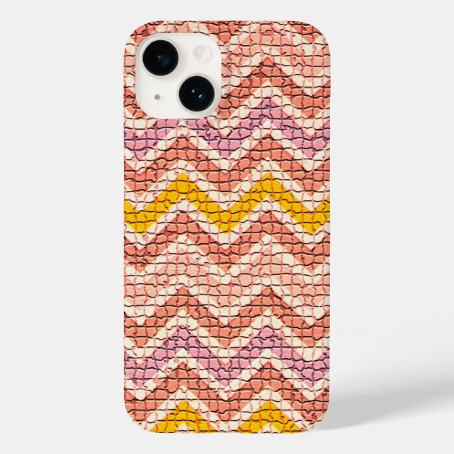 WHITE PINK YELLOW MOSAIC CHEVRONS Case-Mate iPhone CASE (Back)