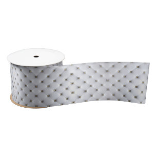 White pintucked leather and gold bead ribbon satin ribbon