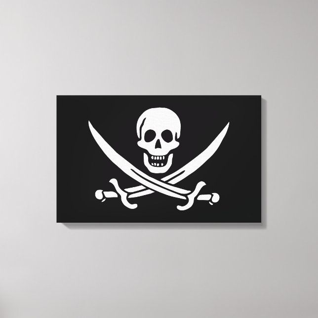White, Pirate Flag Calico Jack, Skull & Cutlass  Canvas Print (Front)