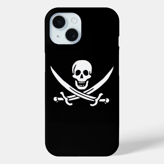 White, Pirate Flag Calico Jack, Skull & Cutlass  Case-Mate iPhone Case (Back)