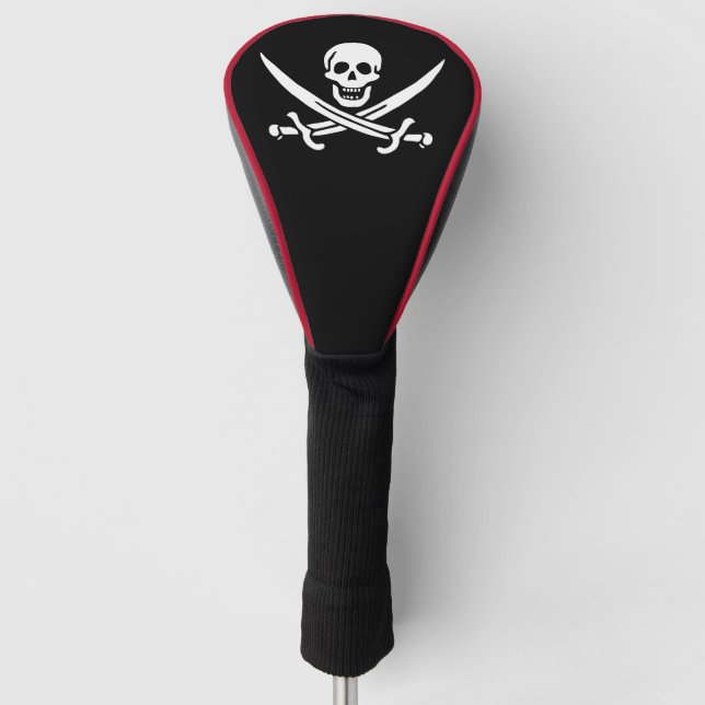 White, Pirate Flag Calico Jack, Skull & Cutlass  Golf Head Cover (Front)