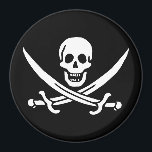 White, Pirate Flag Calico Jack, Skull & Cutlass  Magnet<br><div class="desc">A low growl rumbled across the waves, not from the storm brewing on the horizon, but from Captain Jack's throat. His dark eyes, usually gleaming with mischief, held a steely glint as he surveyed the approaching ship. The "Revenge, " his sloop, heeled slightly in the choppy water, its black hull...</div>