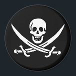 White, Pirate Flag Calico Jack, Skull & Cutlass Magnet<br><div class="desc">A low growl rumbled across the waves, not from the storm brewing on the horizon, but from Captain Jack's throat. His dark eyes, usually gleaming with mischief, held a steely glint as he surveyed the approaching ship. The "Revenge, " his sloop, heeled slightly in the choppy water, its black hull...</div>