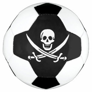 White, Pirate Flag Calico Jack, Skull & Cutlass  Soccer Ball