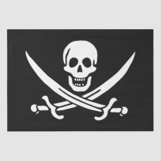 White, Pirate Flag Calico Jack, Skull & Cutlass  Tissue Paper
