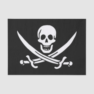 White, Pirate Flag Calico Jack, Skull & Cutlass  Tissue Paper