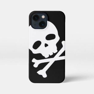 White Pirate Skull on Black iPhone 13 Mini Case