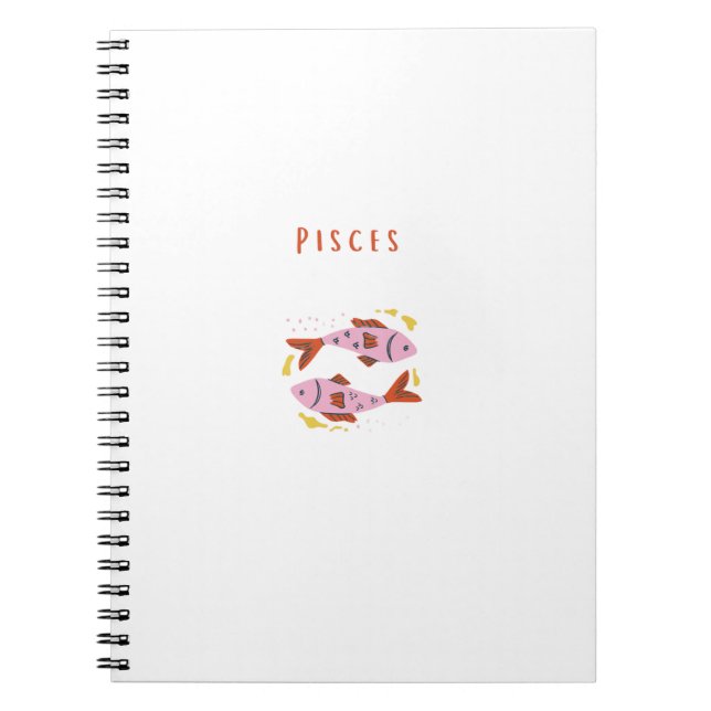 White Pisces, zodiac, star sign print Notebook (Front)