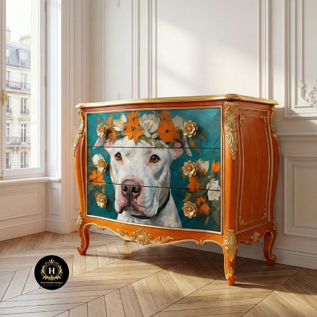 White Pit Bull  Decoupage Tissue Paper (Creator Uploaded)