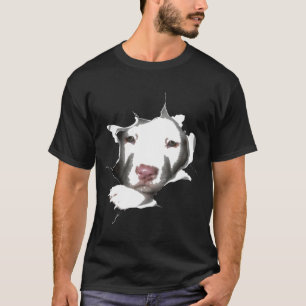 White Pitbull Face Inside -New T-Shirt