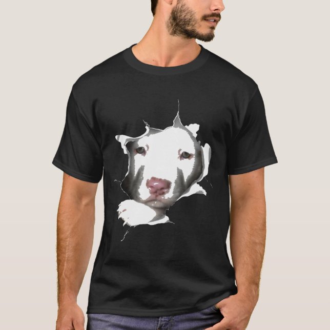 White Pitbull Face Inside T-Shirt (Front)