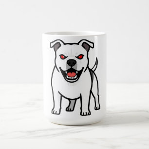 White Pitbull Red Eyes Angry Cartoon Dog Gift Coffee Mug