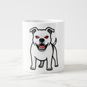 White Pitbull Red Eyes Angry Cartoon Dog Gift Large Coffee Mug