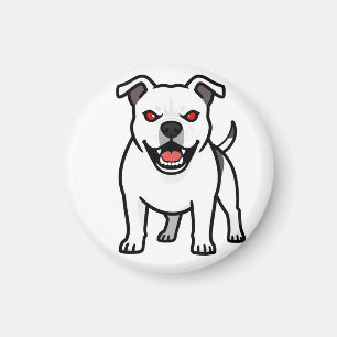 White Pitbull Red Eyes Angry Cartoon Dog Gift Magnet