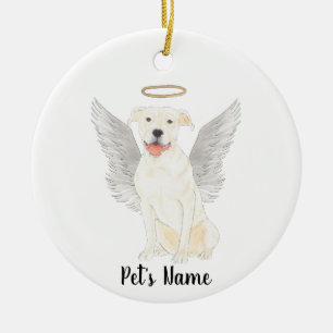 White Pitbull Staffy Sympathy Memorial Ceramic Ornament