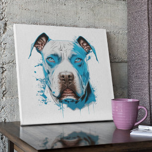 White Pitbull with Blue Eyes Poster