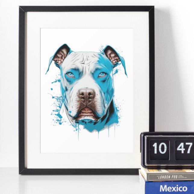 White Pitbull with Blue Eyes Poster (Creator Uploaded)