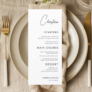 White Place Card Menu with Custom Guest Name