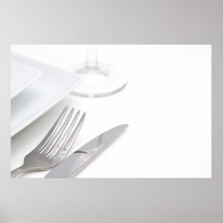 White place setting poster