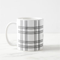 White Plaid Tartan With Black Lines