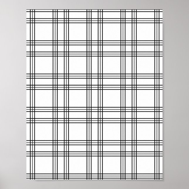 White Plaid Tartan With Black Lines Poster (Front)