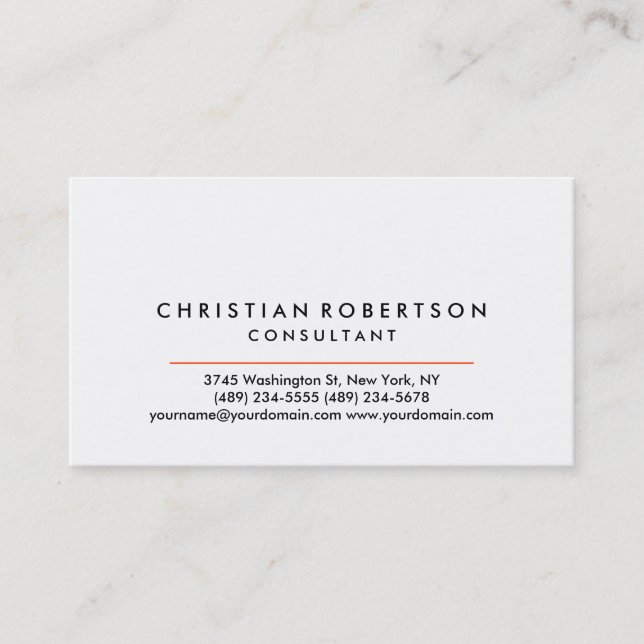 White Plain Modern Business Card (Front)