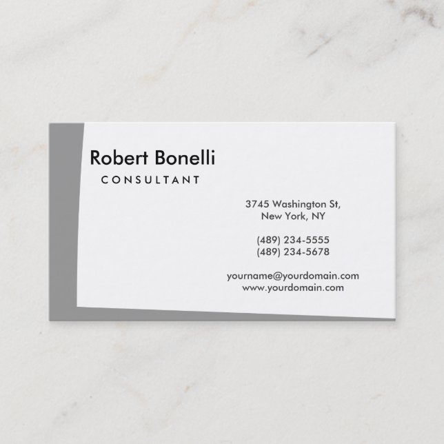 White Plain Modern Consultant Business Card (Front)