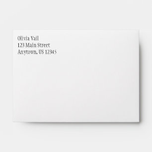 White Plain Simple A6 4x6 Return Address Envelopes