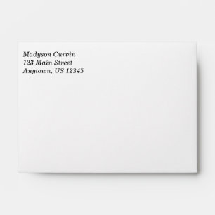 White Plain Simple A6 4x6 Return Address Envelopes