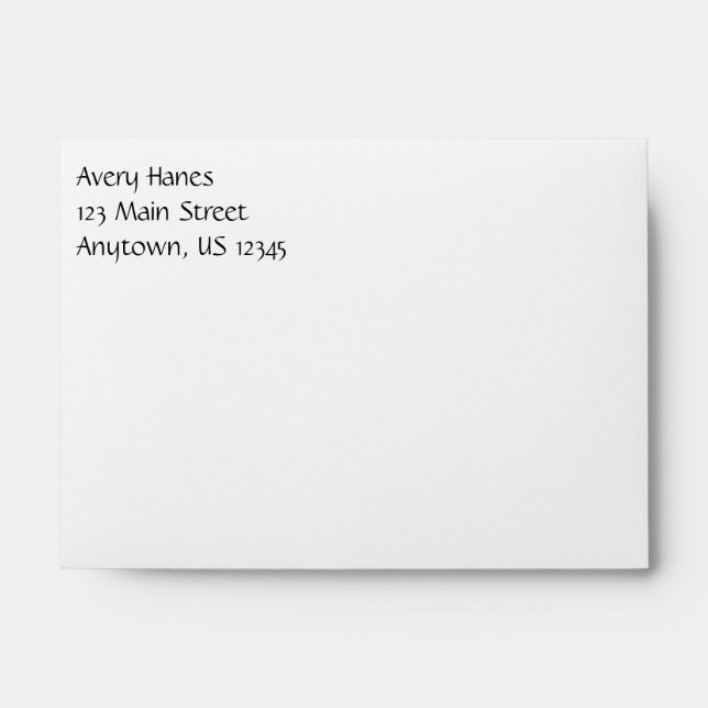 White Plain Simple A6 4x6 Return Address Envelopes (Front)