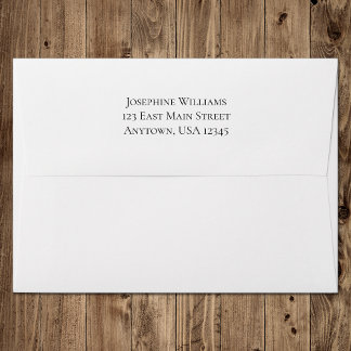 White Plain Simple A7 5x7 Return Address Envelope
