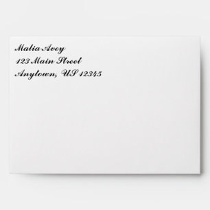 White Plain Simple A7 5x7 Return Address Envelopes