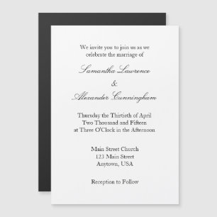 White Plain Simple Magnetic Wedding Invitation